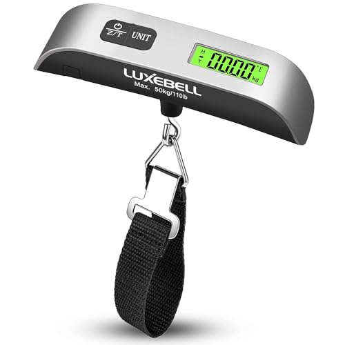 Luxebell Luggage Scale Portable Handheld Digital Suitcase Weight 110lbs Airplane Travel Essentials Gift LCD Backlight Temperature Sensor