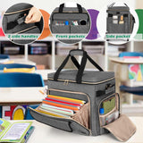 LUXJA Rolling Teacher Bag with Laptop Compartment and Detachable Dolly, Multifunctional Rolling Briefcase with Accordion File Area (Patented), Gray