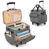 LUXJA Rolling Teacher Bag with Laptop Compartment and Detachable Dolly, Multifunctional Rolling Briefcase with Accordion File Area (Patented), Gray