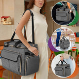 LUXJA Rolling Teacher Bag with Laptop Compartment and Detachable Dolly, Multifunctional Rolling Briefcase with Accordion File Area (Patented), Gray