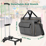 LUXJA Rolling Teacher Bag with Laptop Compartment and Detachable Dolly, Multifunctional Rolling Briefcase with Accordion File Area (Patented), Gray