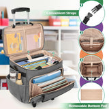 LUXJA Rolling Teacher Bag with Laptop Compartment and Detachable Dolly, Multifunctional Rolling Briefcase with Accordion File Area (Patented), Gray