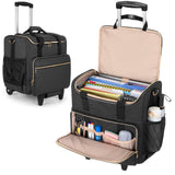 LUXJA Rolling Teacher Bag with Laptop Compartment and Detachable Dolly, Multifunctional Rolling Teacher Tote Bag (Patent Pending), Black
