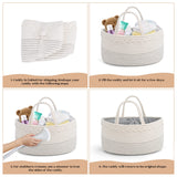 luxury little Diaper Caddy Organizer, Large Cotton Rope Nursery Baby Basket, Changing Table Organizer for Baby Diaper Storage, Portable Car Organizer Removable Divider (Off White, Large)