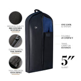 Luxury Storage Garment Bag for Men Suit, Long Women Dress, Tuxedo, Uniform | 47 Inch + 5 Inch Side Gusset | Hanging, Breathable, Foldable Clothes Cover and Protector