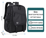 Lvswebe Backpack for Men Women, Laptop Bag Travel Office Outdoor Backpack for Adult - Black