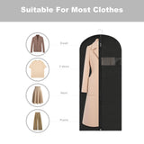 LXLOVESM Garment Bags for Hanging Clothes, 45'' Suit Bag Cover for Storage and Travel, Dress Bags for Gowns Long (Black)