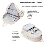 LXYGD Laptop Backpacks 16 Inch School Bag College Backpack 3 PCS with Lunch Box Pencil Pouch Set Large Travel Daypack Kawaii Bookbags for Teens Girls Women Students (Off - white)