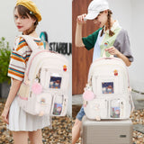 LXYGD Laptop Backpacks 16 Inch School Bag College Backpack 3 PCS with Lunch Box Pencil Pouch Set Large Travel Daypack Kawaii Bookbags for Teens Girls Women Students (Off - white)