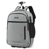 lychee Concealable Rolling Backpack - Adult Business Laptop Backpack with Wheels - 20 inch Invisible Shoulder Strap Waterproof Backpack with Roller - Suitcase Travel Bag,Grey