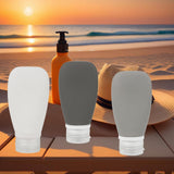 LYOB Travel Bottles for Toiletries, TSA Approved 3oz (90ml) Leak Proof Silicone Refillable Squeeze Travel Size Containers BPA Free for Cleansers, Lotions, Shampoo 3 - pk (Black - Gray - White)