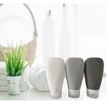 LYOB Travel Bottles for Toiletries, TSA Approved 3oz (90ml) Leak Proof Silicone Refillable Squeeze Travel Size Containers BPA Free for Cleansers, Lotions, Shampoo 3 - pk (Black - Gray - White)