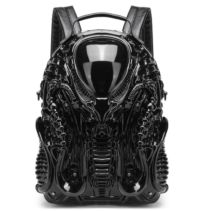 Lyuxhetaokdiq Men and Women PVC 3D Xenomorph Shaped Purse Alien Backpack, Black