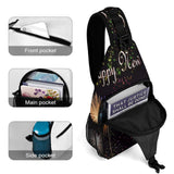 LZQPOEAS Happy New Year Sling Bag Casual Chest Bag Lightweight Crossbody Bag Hiking Daypack Fanny Pack Trendy Crossbody Shoulder Backpack Travel Chest Pack Sling Backpack for Men Women