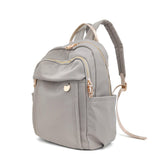 M - ioi - M Compact Small Fashion Backpack Purse for Women,Chic Mini Daypack with Gold - Tone Hardware,Casual Minimalist Lightweight Water - Resistant Nylon Bag for Petite Women & Daily Essentials(Gray Beige)