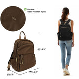 M - ioi - M Medium Backpack Purse for Women, Fashion Nylon Daypack with Gold Hardware, Lightweight Water - Resistant Rucksack for College, Work, Travel, Everyday Use, Fits 13–14" Laptop(Walnut Brown,Medium)
