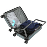 M&A Lakeside Wide Trolley Spinner Luggage with TSA - Lock, Olive Green, 20 Inch Carry - On