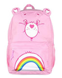 Mad Engine Care Bears Backpack Cheer Bear Embroidered Face Rainbow Belly Badge Design with 3D Ears Laptop School Travel Backpack