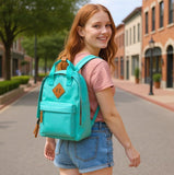 Madison & Dakota Canvas Mini Backpack for Everyday & Day Pack Rucksack in Solid Color Blocks, Green, Unisex