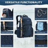 Maelstrom Hiking Backpack, 40L Waterproof Camping Daypack for Men and Women, Lightweight Travel Pack with Rain Cover (Blue)