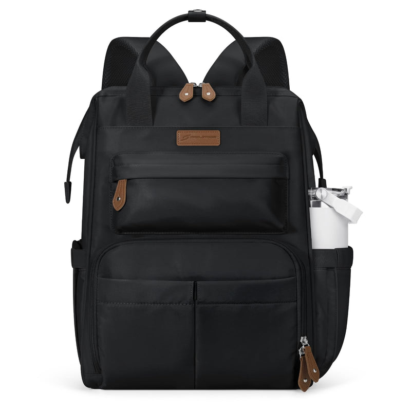 Maelstrom Laptop Backpack, Fits 15.6 - 17.3 Inch Travel Backpack Gift for Women Men, Waterproof College School Computer Bag, Anti - theft Business Work Bag with Luggage Strap (Black, 15.6 Inch)