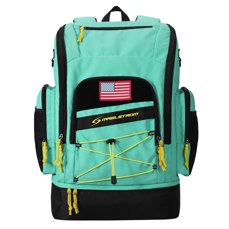 Maelstrom Swim Backpack,35L Swimming Bag with Separate Shoes Compartment,Swim Gear Bag for Beach,Athlete Sports Gym Rucksack for Men and Women (Aqua Blue)