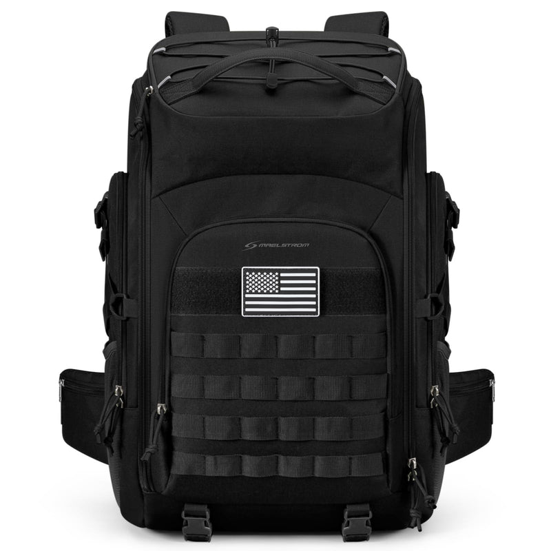 Maelstrom Tactical Backpack for Men, Water Resistant 40L Military Backpack, for Hiking, Camping, Gym with Molle System (Black)