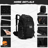 Maelstrom Tactical Backpack for Men, Water Resistant 40L Military Backpack, for Hiking, Camping, Gym with Molle System (Black)