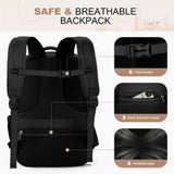 Maelstrom Travel Backpack for Women Men,25L Laptop Backpack Fits 15.6 - Inch Laptop,Waterproof Carry On Backpack for Airplanes with Detachable Crossbody Bag & Shoe Compartment (Black, Medium)