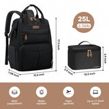 Maelstrom Travel Backpack for Women Men,Laptop Backpack Fits 15.6 - 17.3 Inch Laptop, Nurse/Work Bag with Insulated Lunch Box (Black)