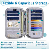 Magimack Family Passport Holder for Travel, RFID Blocking Travel Document Organizer with Flexible Carrying Style, Portable Passport Wallet and Essentials for Trip (Grey)