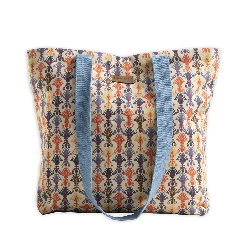 Maison d' Hermine Tote Bag 100% Cotton Canvas Reusable Shoulder Grocery Bag for Work Beach Travel Shopping Lunch Perfect for Easter Gifts Men Women - Ikat