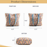 Maison d' Hermine Tote Bag 100% Cotton Canvas Reusable Shoulder Grocery Bag for Work Beach Travel Shopping Lunch Perfect for Easter Gifts Men Women - Ikat