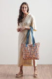 Maison d' Hermine Tote Bag 100% Cotton Canvas Reusable Shoulder Grocery Bag for Work Beach Travel Shopping Lunch Perfect for Easter Gifts Men Women - Ikat