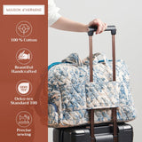 Maison d' Hermine Weekend Duffel Bags for Women Cotton Quilted Overnight Luggage Weekend Bag for Men Gym Sports Gifts Travel Business Travellers Trip Mothers Day Gifts - The Miller - Blue