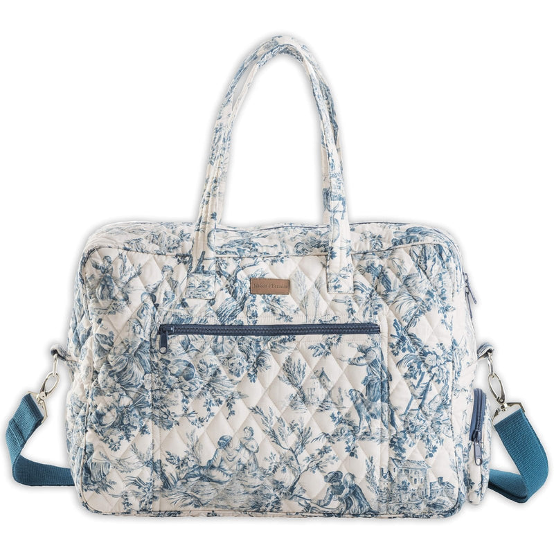 Maison d' Hermine Weekend Duffel Bags for Women Cotton Quilted Overnight Luggage Weekend Bag for Men Gym Sports Gifts Travel Business Travellers Trip Mothers Day Gifts - The Miller - Blue