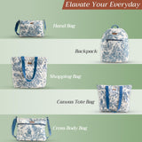 Maison d' Hermine Weekend Duffel Bags for Women Cotton Quilted Overnight Luggage Weekend Bag for Men Gym Sports Gifts Travel Business Travellers Trip Mothers Day Gifts - The Miller - Blue