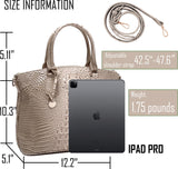 Makcr Joacbv Crocodile Leather Tote Purse for Women Large Capacity Satchel Handbag with Strap Crossbody Bag for Work & Travel