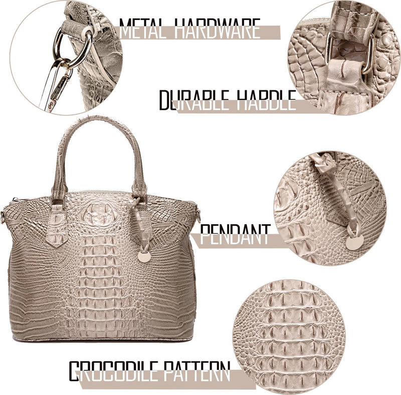 Makcr Joacbv Crocodile Leather Tote Purse for Women Large Capacity Satchel Handbag with Strap Crossbody Bag for Work & Travel