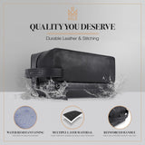 MAKE LIFE EXCLUSIVE Mens Leather Toiletry Bag – Travel Dopp Kit, Shaving Bag, Grooming & Hygiene Organizer, Leather Toiletry Bag for Men, Gift for Him