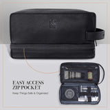 MAKE LIFE EXCLUSIVE Mens Leather Toiletry Bag – Travel Dopp Kit, Shaving Bag, Grooming & Hygiene Organizer, Leather Toiletry Bag for Men, Gift for Him