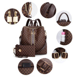 Makes Backpack Purse for Women PU Leather Travel Satchel Handbag Convertible Design Bag with Purse 2 Piece