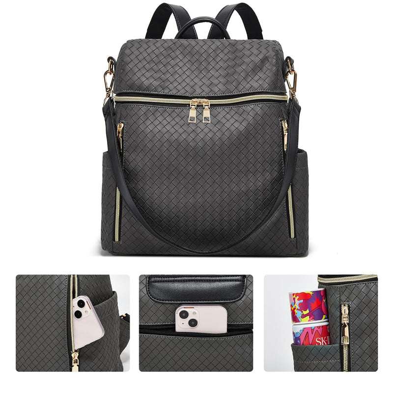 Makes Backpack Purse for Women PU Leather Travel Satchel Handbag Convertible Design Bag with Purse 2 Piece