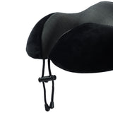 Makimoo Memory Foam Travel Pillow, Neck Pillow with 360 - Degree Head Support, Comfortable Ideal for Sleeping on Airplane, Car, Train, Bus and Home Use, Comes with Storage Bag (Black)
