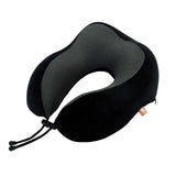 Makimoo Memory Foam Travel Pillow, Neck Pillow with 360 - Degree Head Support, Comfortable Ideal for Sleeping on Airplane, Car, Train, Bus and Home Use, Comes with Storage Bag (Black)
