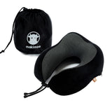 Makimoo Memory Foam Travel Pillow, Neck Pillow with 360-Degree Head Support, Comfortable Ideal for Sleeping on Airplane, Car, Train, Bus and Home Use, Comes with Storage Bag (Black)