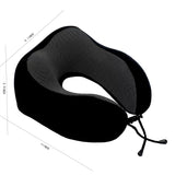 Makimoo Memory Foam Travel Pillow, Neck Pillow with 360 - Degree Head Support, Comfortable Ideal for Sleeping on Airplane, Car, Train, Bus and Home Use, Comes with Storage Bag (Black)