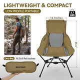 MARCHWAY Lightweight Folding High Back Camping Chair with Head Support, Stable Portable Compact for Outdoor Camp, Travel, Beach, Picnic, Festival, Hiking, Backpacking (Highback Khaki)