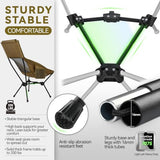 MARCHWAY Lightweight Folding High Back Camping Chair with Head Support, Stable Portable Compact for Outdoor Camp, Travel, Beach, Picnic, Festival, Hiking, Backpacking (Highback Khaki)