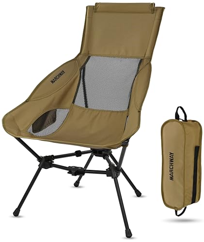 MARCHWAY Lightweight Folding High Back Camping Chair with Head Support, Stable Portable Compact for Outdoor Camp, Travel, Beach, | Backpacks4Less